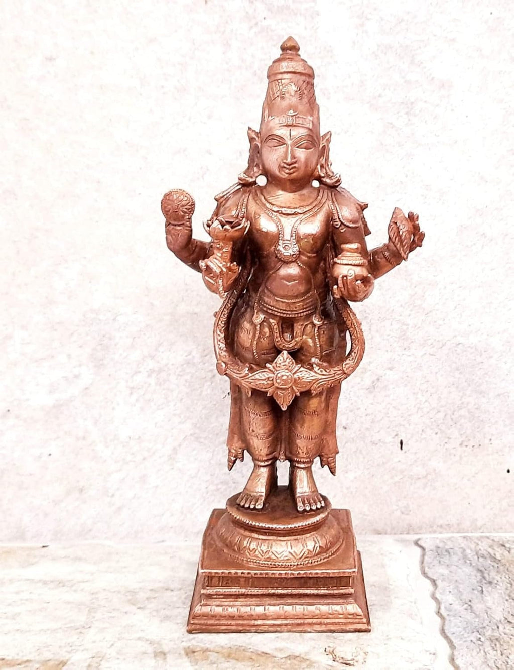 Brownish-Orange Copper Idols Of God Dhanvantri, 6.4 Inches, 780G, Patina Antique Finish, Pack Of 1 Piece