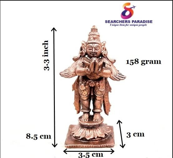 Brownish-Orange Copper Idols, 8.5 Cm, Handmade Standing Garudar 158 Gram, Patina Antique Finish, Pack Of 1 Piece