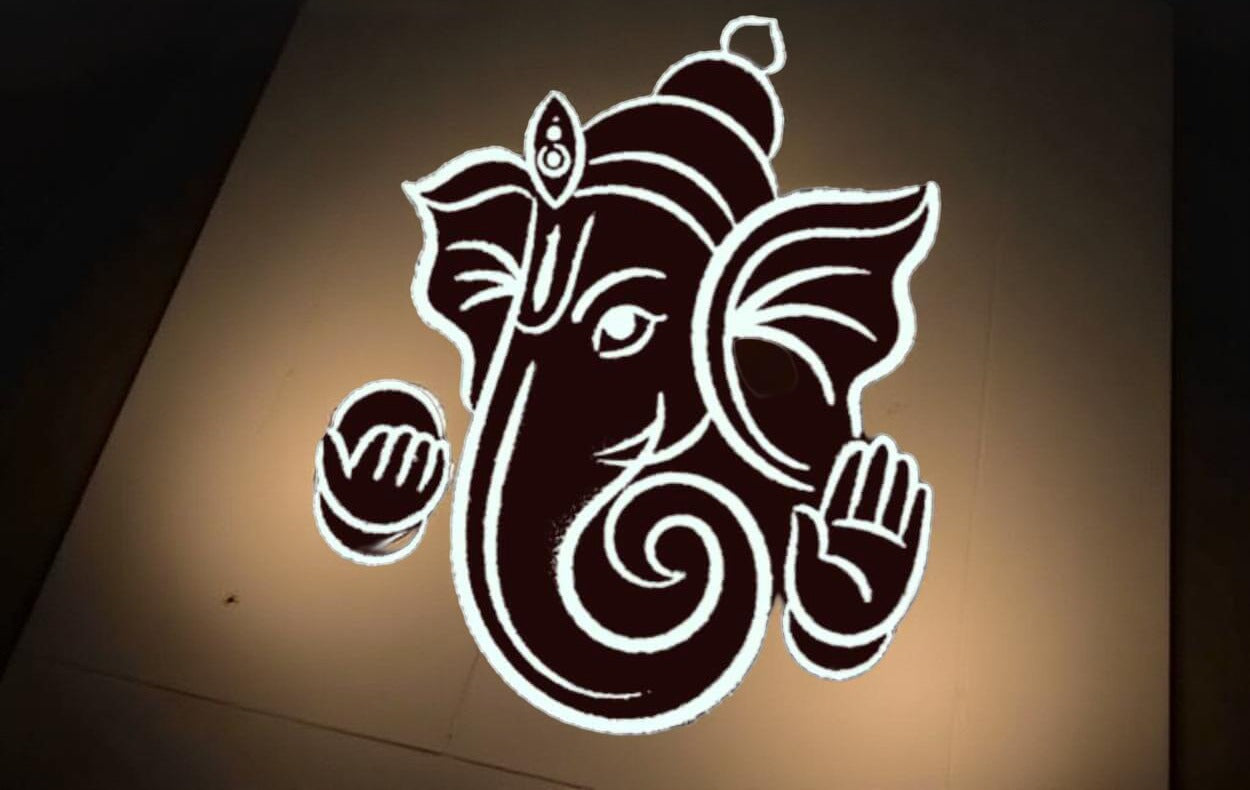 Unikraf  Ganesha Rangoli Kolam Stencil Wooden 5×5 Inches Pack of 1 Piece