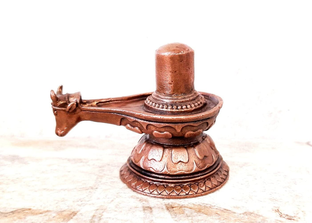 Brownish-Orange Copper Idols Of God Shivalingam, 2.1 Inches, 230G, Patina Antique Finish, Pack Of 1 Piece