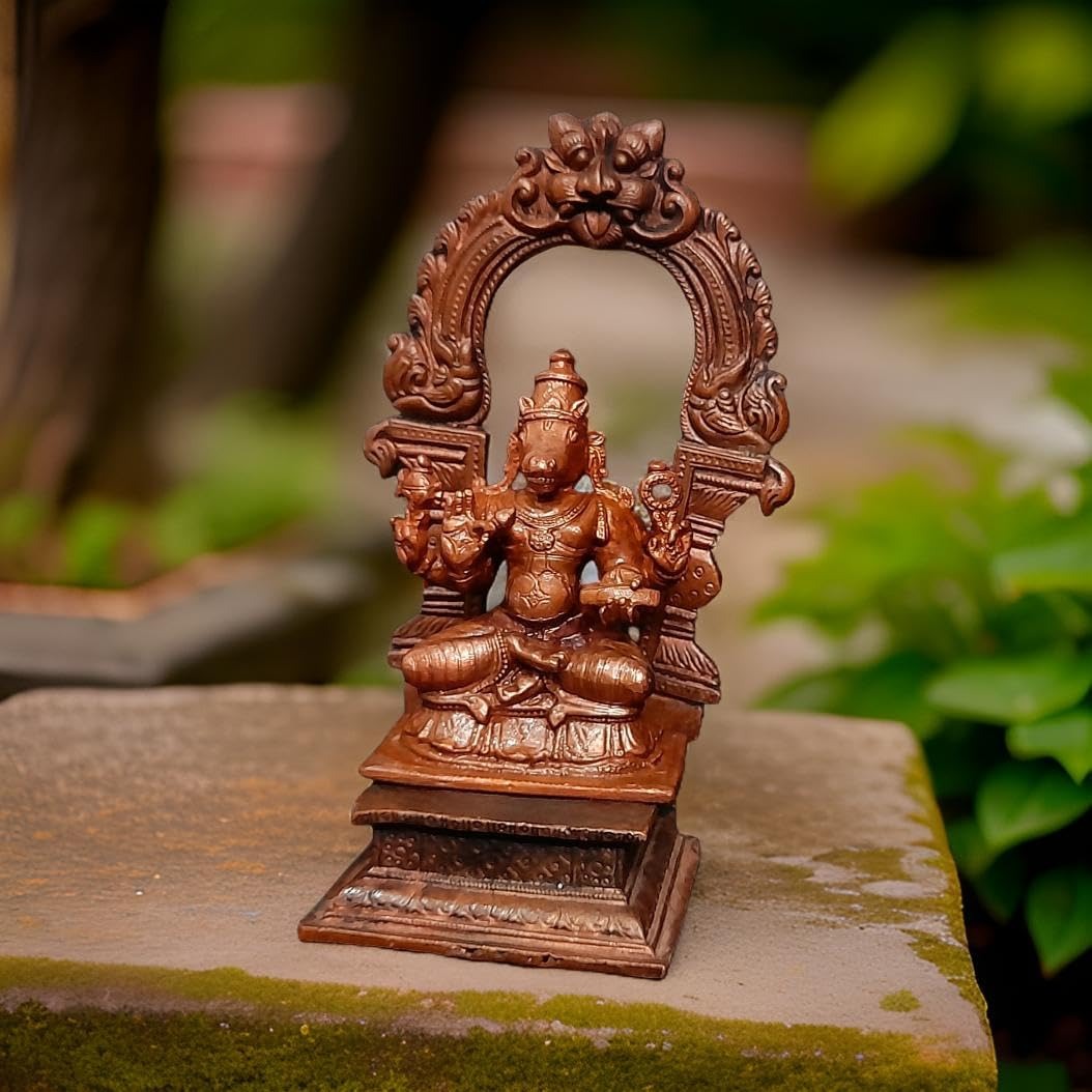 Brown Copper Handmade Varahar With Prabhavalli 490 Gram, 4.7 Inches, Pack Of 2 Piece