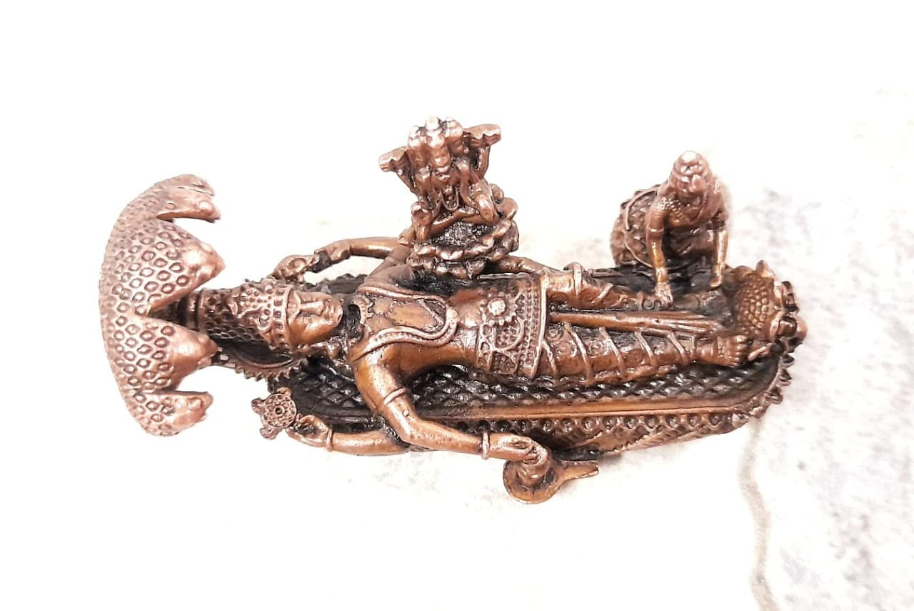 Brownish-Orange Copper Idols Of God Anandha Padmanabhaswamy, 2.7 Cm, 70 G, Patina Antique Finish, Pack Of 1 Piece