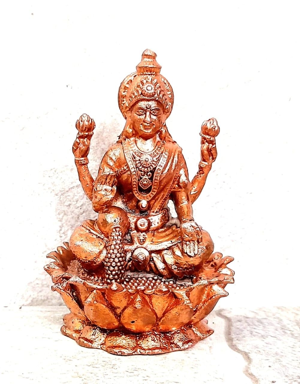 Brown Copper Idols Of Maha Lakshmi, 2.8 Inches, 248G, Handmade, Pack Of 1 Piece