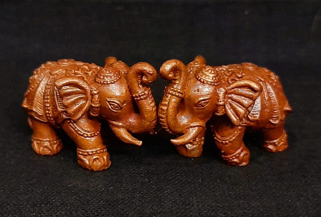 Antique Copper Idols India, 1 Inches, Handmade Paired Elephant Idol 60 Gram, Patina Antique Finish, Pack Of 2 Piece