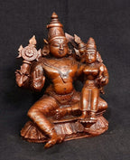 Brownish-Orange Copper Idols Of God Perumal With Lakshmi Idol, 4 Inches, 684G, Patina Antique Finish, Pack Of 1 Piece