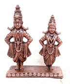 Brownish-Orange Copper Idols India, 3.2 Inches, Handmade Vitthal Rukmani Stand, 210G, Patina Antique Finish, Pack Of 1 Piece