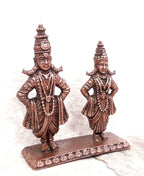 Brownish-Orange Copper Idols India, 3.2 Inches, Handmade Vitthal Rukmani Stand, 210G, Patina Antique Finish, Pack Of 1 Piece