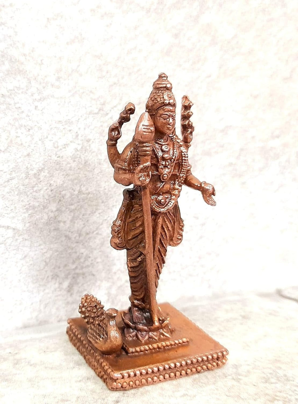 Brown Copper Idols Of Murugan, 2.3 Inches, 56G Handmade Pack Of 1 Piece