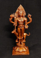 Brownish-Orange Copper Idols Of God Kalabhairavar, 5.5 Inches, 430G, Patina Antique Finish, Pack Of 1 Piece