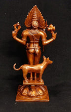 Brownish-Orange Copper Idols Of God Kalabhairavar, 5.5 Inches, 430G, Patina Antique Finish, Pack Of 1 Piece