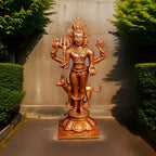 Brownish-Orange Copper Idols Of God Kalabhairavar, 5.5 Inches, 430G, Patina Antique Finish, Pack Of 1 Piece