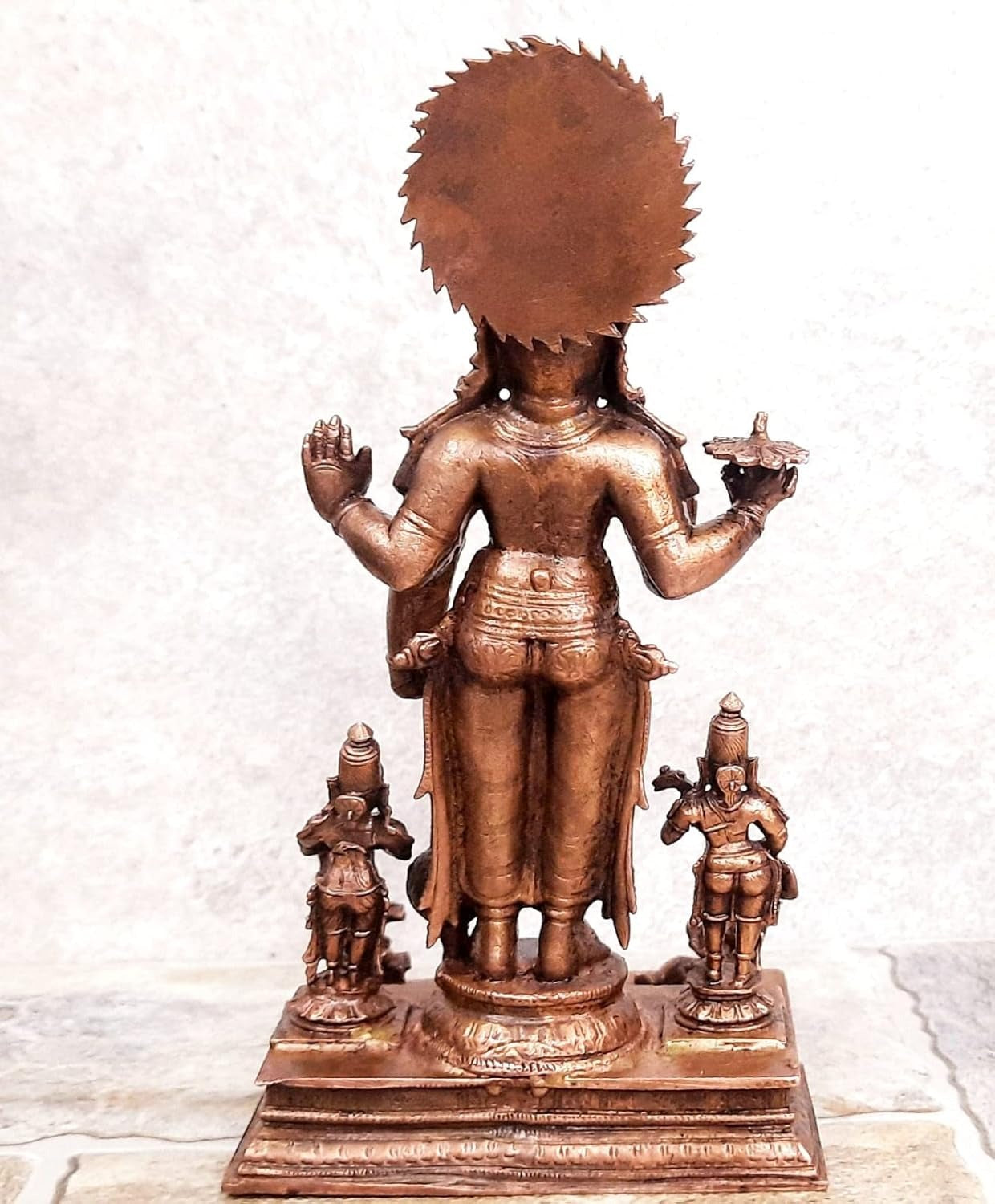 Brownish-Orange Copper Idols Of God Sathya Narayana Combo Idol By Unikraf , 7 Inches, 1.2Kg, Patina Antique Finish, Pack Of 1 Piece