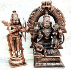Brownish-Orange Copper Handmade Ram Darbar, 4.3 Inches,, 760Grams, Patina Antique Finish, Pack Of 2 Piece(2 Idols)