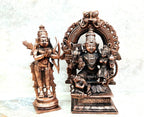 Brownish-Orange Copper Handmade Ram Darbar, 4.3 Inches,, 760Grams, Patina Antique Finish, Pack Of 2 Piece(2 Idols)