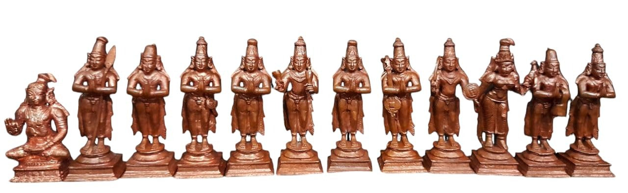 Brownish-Orange Copper Idols Of God Alwars Combo, 1.770 Kg, Patina Antique Finish, Pack Of 1 Piece