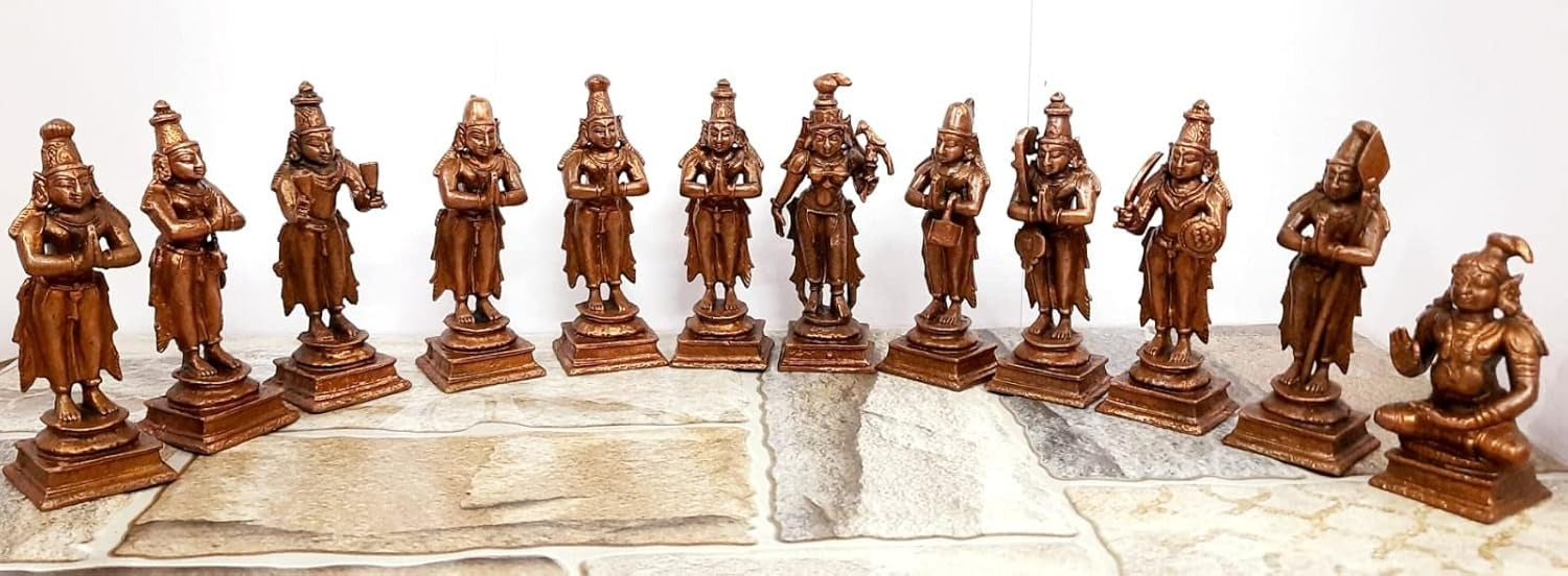 Brownish-Orange Copper Idols Of God Alwars Combo, 1.770 Kg, Patina Antique Finish, Pack Of 1 Piece