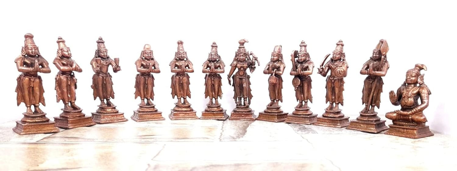 Brownish-Orange Copper Idols Of God Alwars Combo, 1.770 Kg, Patina Antique Finish, Pack Of 1 Piece