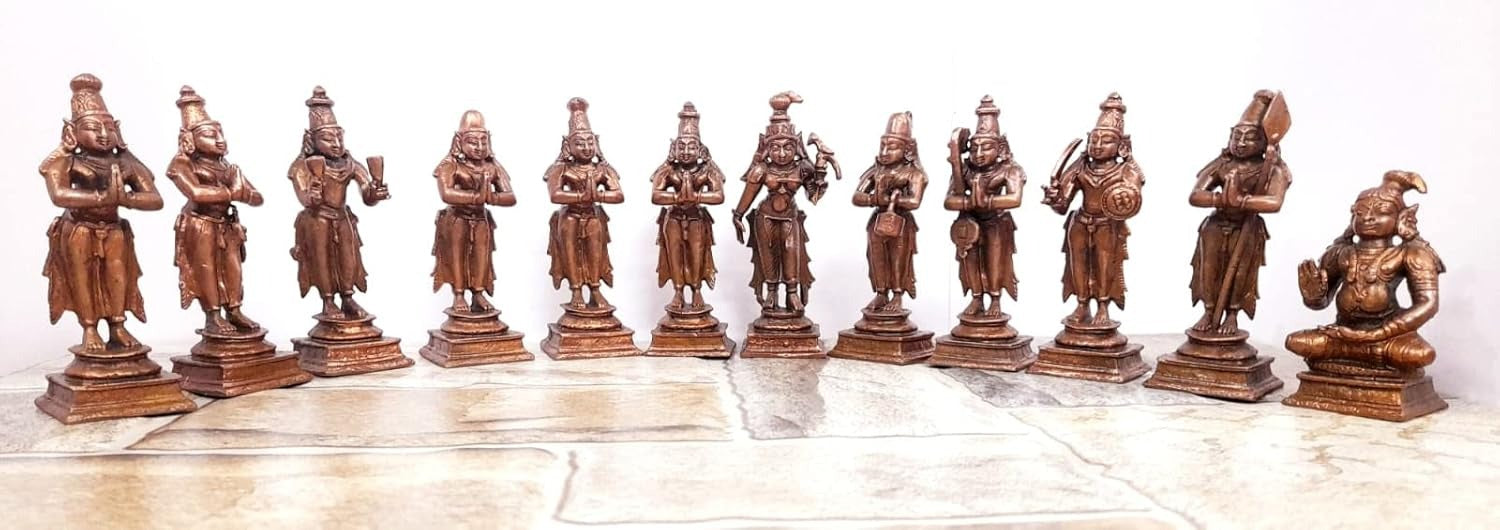 Brownish-Orange Copper Idols Of God Alwars Combo, 1.770 Kg, Patina Antique Finish, Pack Of 1 Piece
