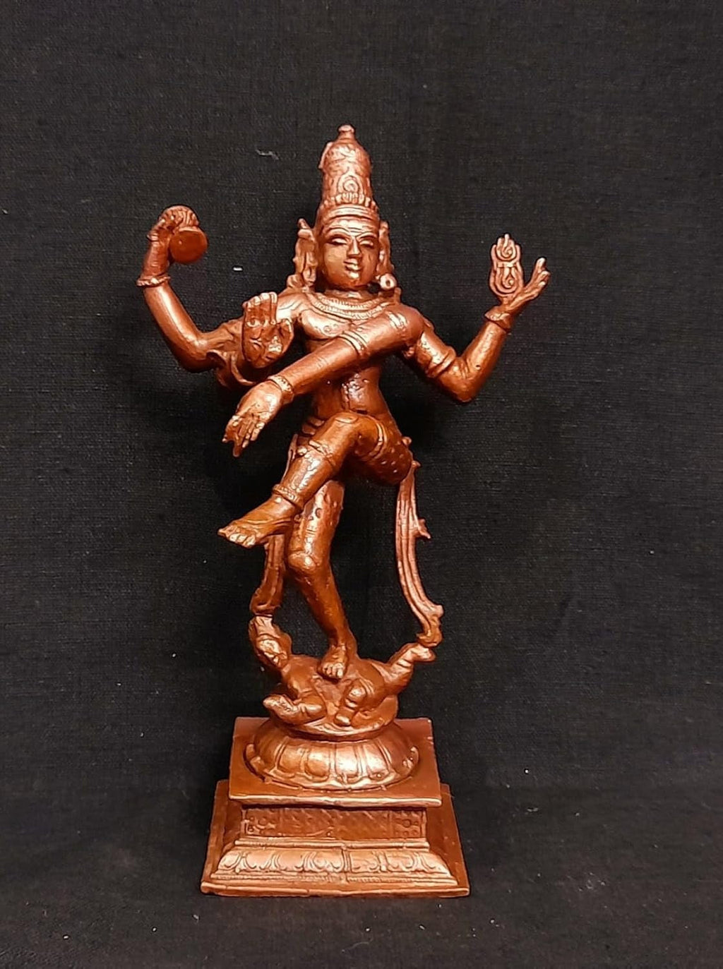 Brownish-Orange Copper Idols Of God Natarajar, 6 Inches, 480G, Patina Antique Finish, Pack Of 1 Piece
