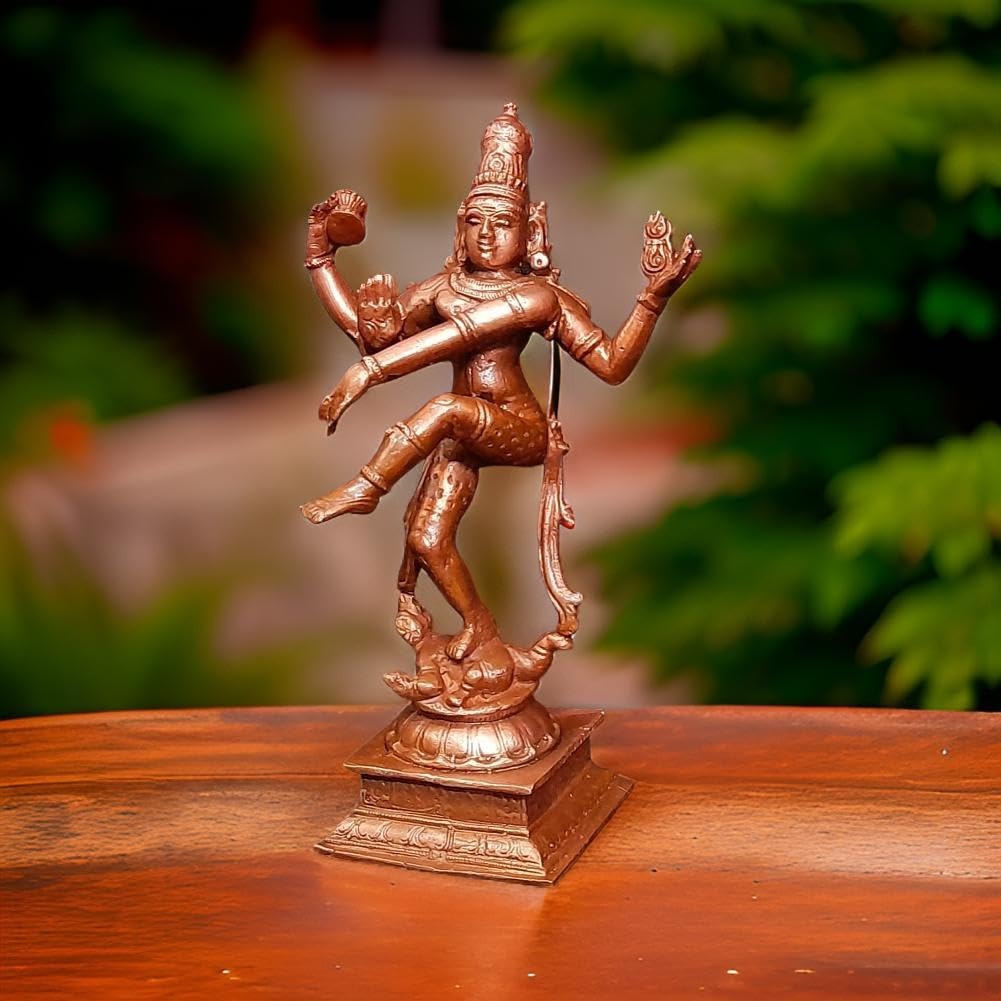 Brownish-Orange Copper Idols Of God Natarajar, 6 Inches, 480G, Patina Antique Finish, Pack Of 1 Piece