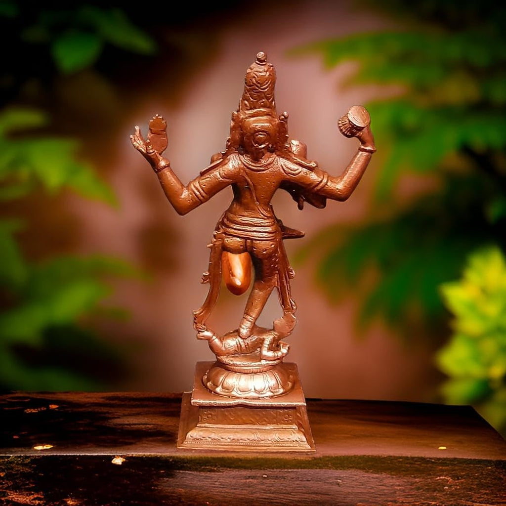 Brownish-Orange Copper Idols Of God Natarajar, 6 Inches, 480G, Patina Antique Finish, Pack Of 1 Piece