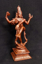 Brownish-Orange Copper Idols Of God Natarajar, 6 Inches, 480G, Patina Antique Finish, Pack Of 1 Piece