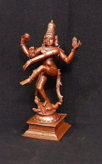 Brownish-Orange Copper Idols Of God Natarajar, 6 Inches, 480G, Patina Antique Finish, Pack Of 1 Piece