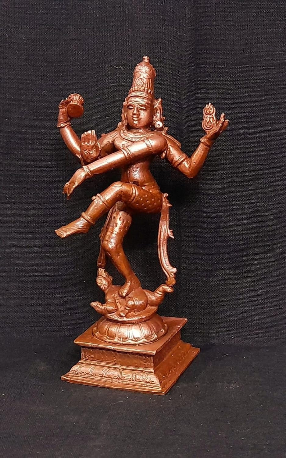 Brownish-Orange Copper Idols Of God Natarajar, 6 Inches, 480G, Patina Antique Finish, Pack Of 1 Piece