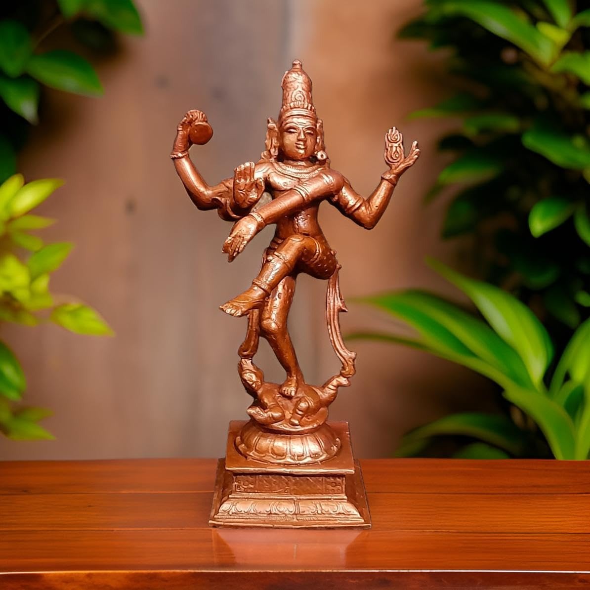 Brownish-Orange Copper Idols Of God Natarajar, 6 Inches, 480G, Patina Antique Finish, Pack Of 1 Piece