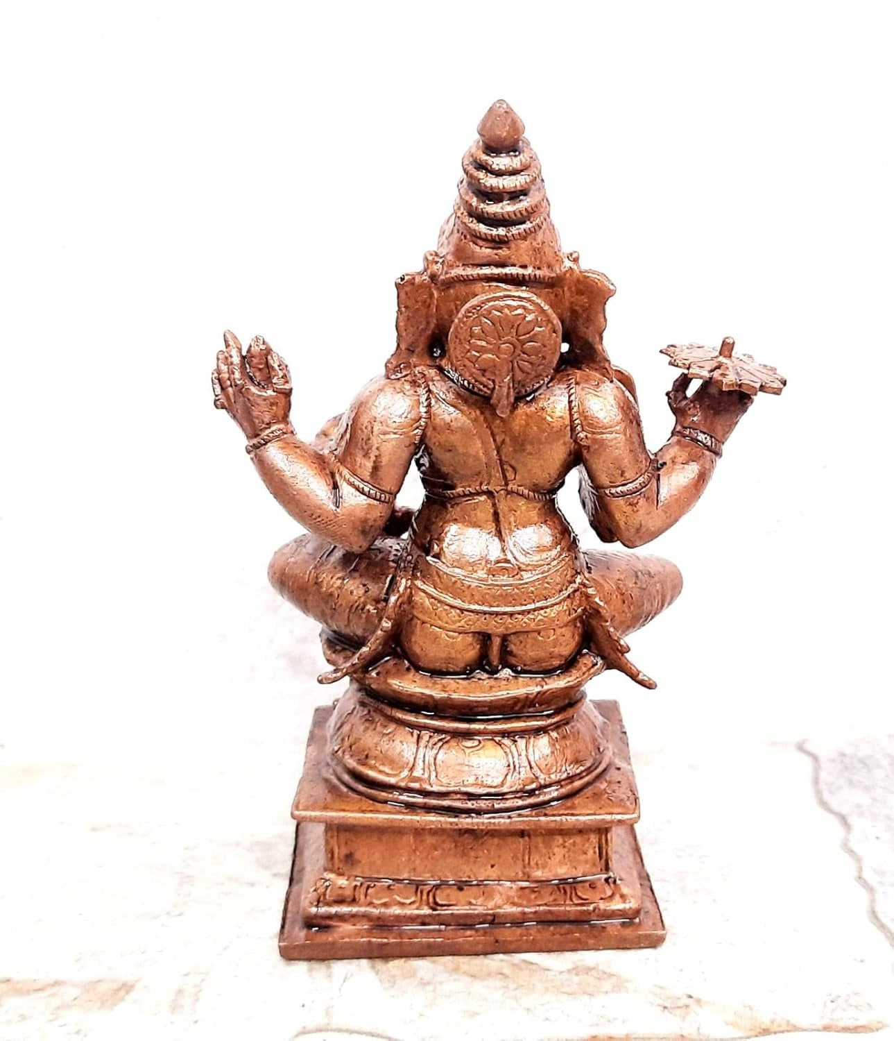 Brownish-Orange Copper Idols Of God Ganesh By Unikraf , 4.5 Inch, 778 Gram, Patina Antique Finish, Pack Of 1 Piece