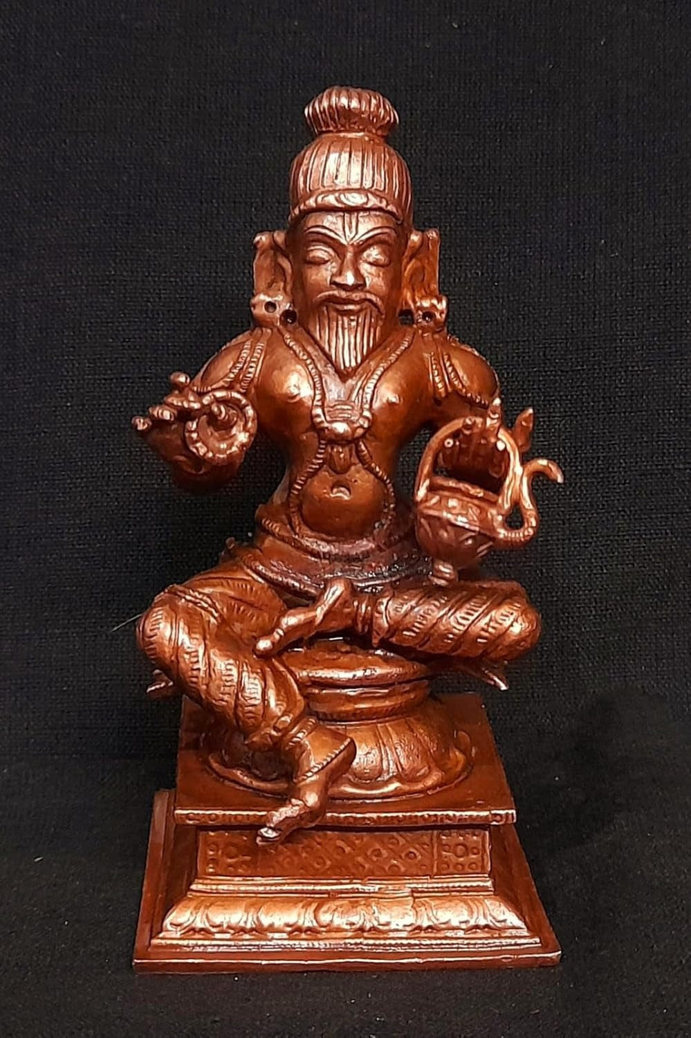 Brown Copper Idols Of Agasthiyar, 3.9 Inches, 480G, Handmade Pack Of 1 Piece