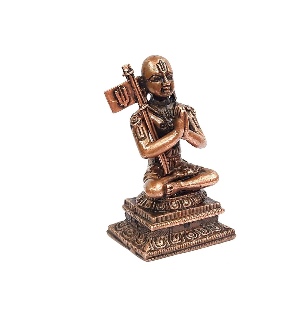 Brown Copper Handmade Ramanujar, 2.24 Inches, 91G, Patina Antique Finish, Pack Of 1 Piece