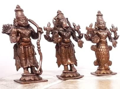 Brownish-Orange Copper Idols Of God Dasaavatharam By Unikraf , 3.5 Inches, 1.1Kg, Patina Antique Finish, Pack Of 10 Piece