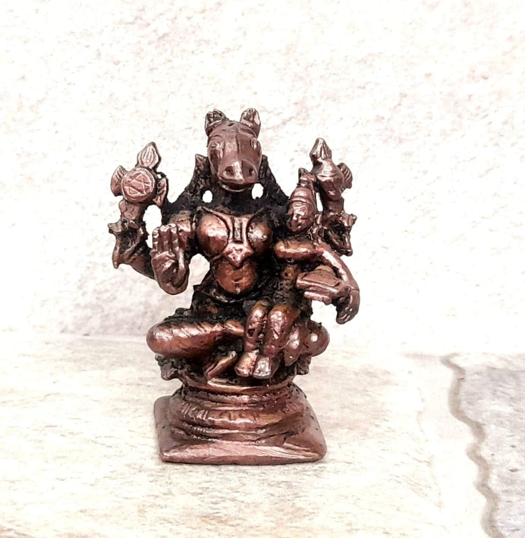 Brown Copper Idols Of Lakshmi Varahar, 2.5 Inches, 60G Handmade Pack Of 1 Piece