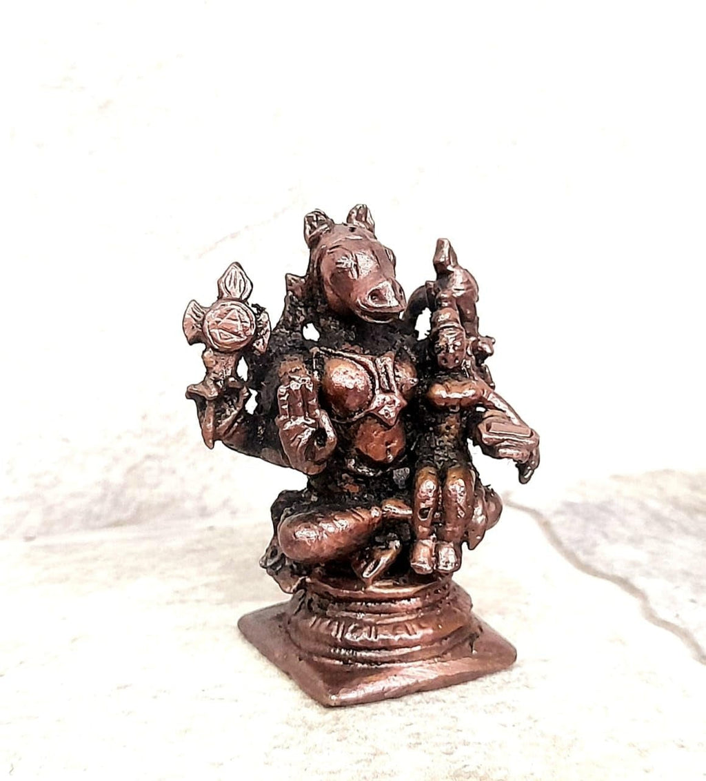 Brown Copper Idols Of Lakshmi Varahar, 2.5 Inches, 60G Handmade Pack Of 1 Piece