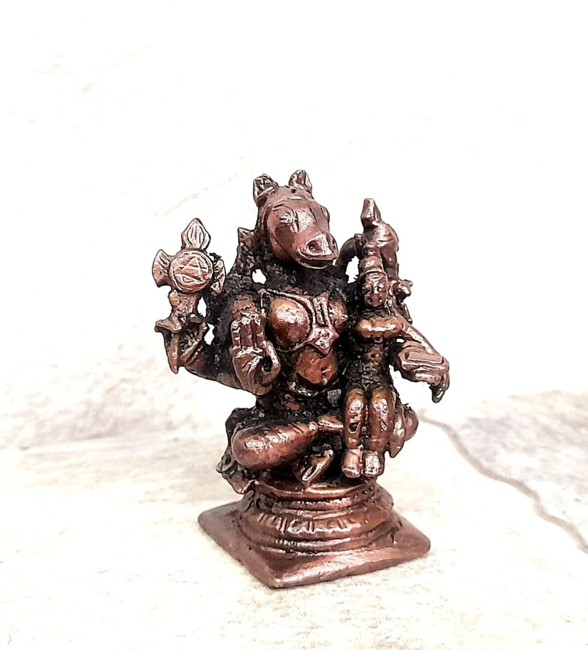 Brown Copper Idols Of Lakshmi Varahar, 2.5 Inches, 60G Handmade Pack Of 1 Piece