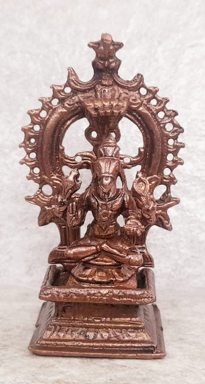 Brownish-Orange Copper Idols India, 3.3 Inches, Handmade Lord Hayagriva, 100G, Patina Antique Finish, Pack Of 2 Piece