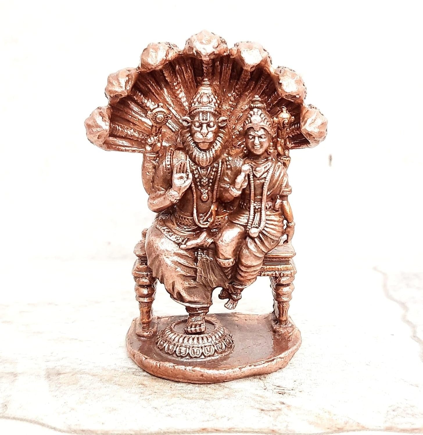 Brown Copper Idols Of God Lakshmi Narasimhar, 2.3 Inches, 110 Gram, Patina Antique Finish, Pack Of 1 Piece