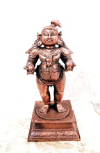 Brownish-Orange Copper Idols Of God Bal Krishna With Laddu, 4.3 Inches, 480G, Patina Antique Finish, Pack Of 1 Piece