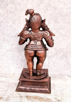 Brownish-Orange Copper Idols Of God Bal Krishna With Laddu, 4.3 Inches, 480G, Patina Antique Finish, Pack Of 1 Piece