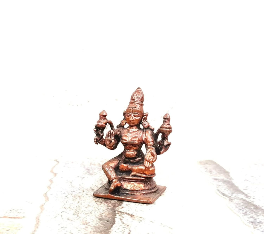 Copper With Antique Finish Copper Handmade Lakshmi Idols India, 1.7Inches, 40G, Patina Antique Finish, Pack Of 1 Piece