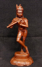 Brownish-Orange Copper Idols Of God Krishna, 4 Inches, 175G, Patina Antique Finish, Pack Of 1 Piece