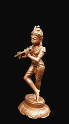 Brownish-Orange Copper Idols Of God Krishna, 4 Inches, 175G, Patina Antique Finish, Pack Of 1 Piece