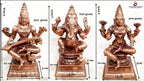 Brownish-Orange Copper Idols Of God Ganesh, Lakshmi And Saraswathi Combo, 4 Inch Patina Antique Finish, Pack Of 3 Piece