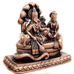 Brownish-Orange Copper Idols India, 2.1 Inches, Handmade God Vishnu Along With Mahalakshmi Lying In Adisesha, 250G, Patina Antique Finish, Pack Of 1 Piece