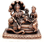 Brownish-Orange Copper Idols India, 2.1 Inches, Handmade God Vishnu Along With Mahalakshmi Lying In Adisesha, 250G, Patina Antique Finish, Pack Of 1 Piece