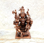 Brownish-Orange Copper Idolsby Unikraf , 8 Cm, Handmade Shiva And Parvathi 288Grams, Patina Antique Finish, Pack Of 1 Piece