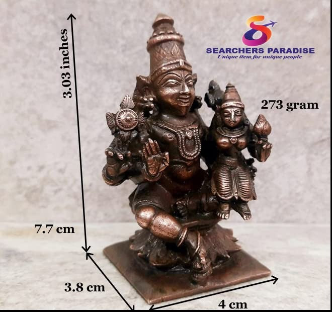 Brownish-Orange Copper Idols, 7.7 Cm, Handmade Lakshmi Narayana 273G, Patina Antique Finish, Pack Of 1 Piece