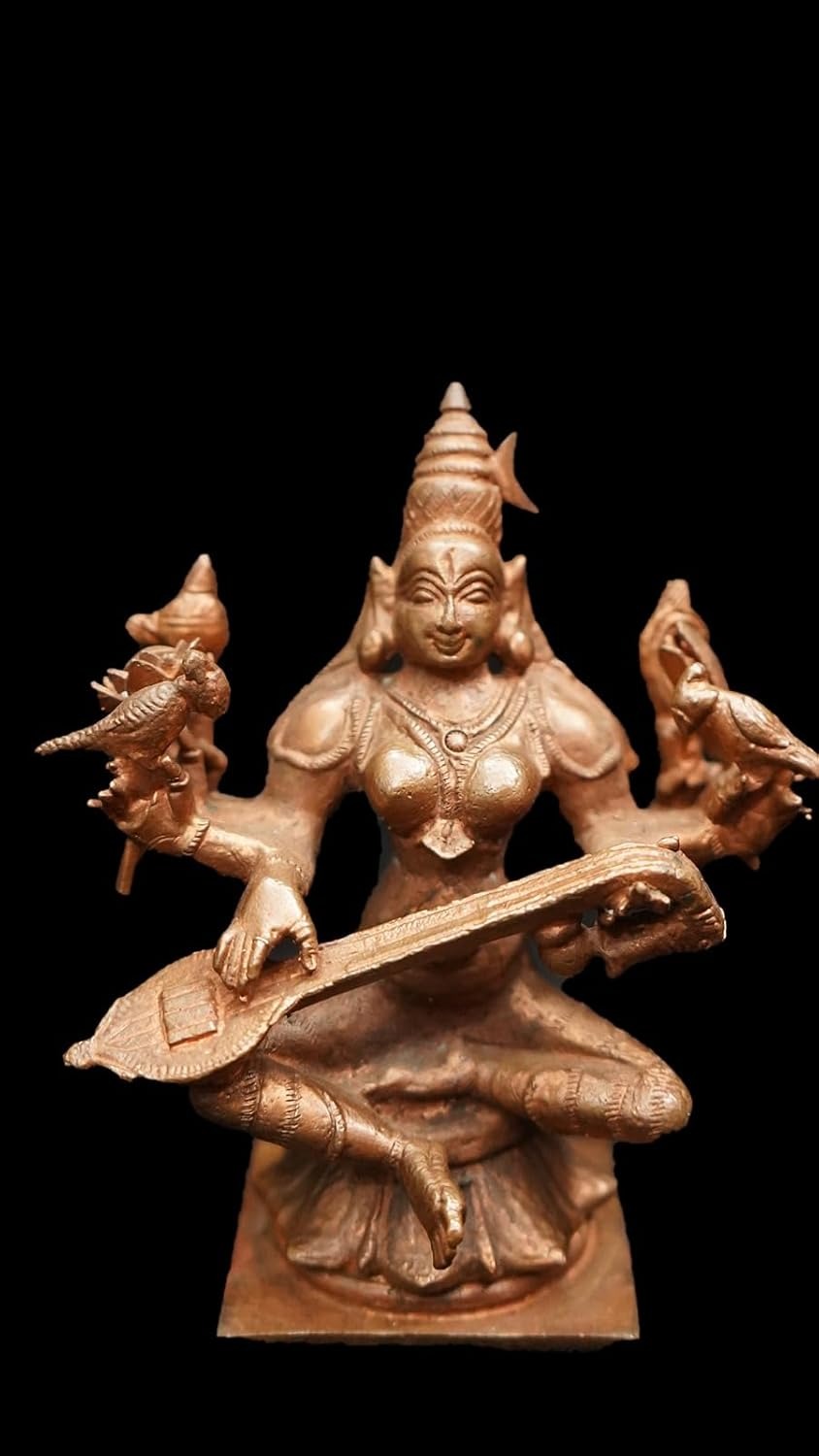 Brown Copper Idols Rajamathangi, 3.7 Inches, 368G Handmade Pack Of 1 Piece
