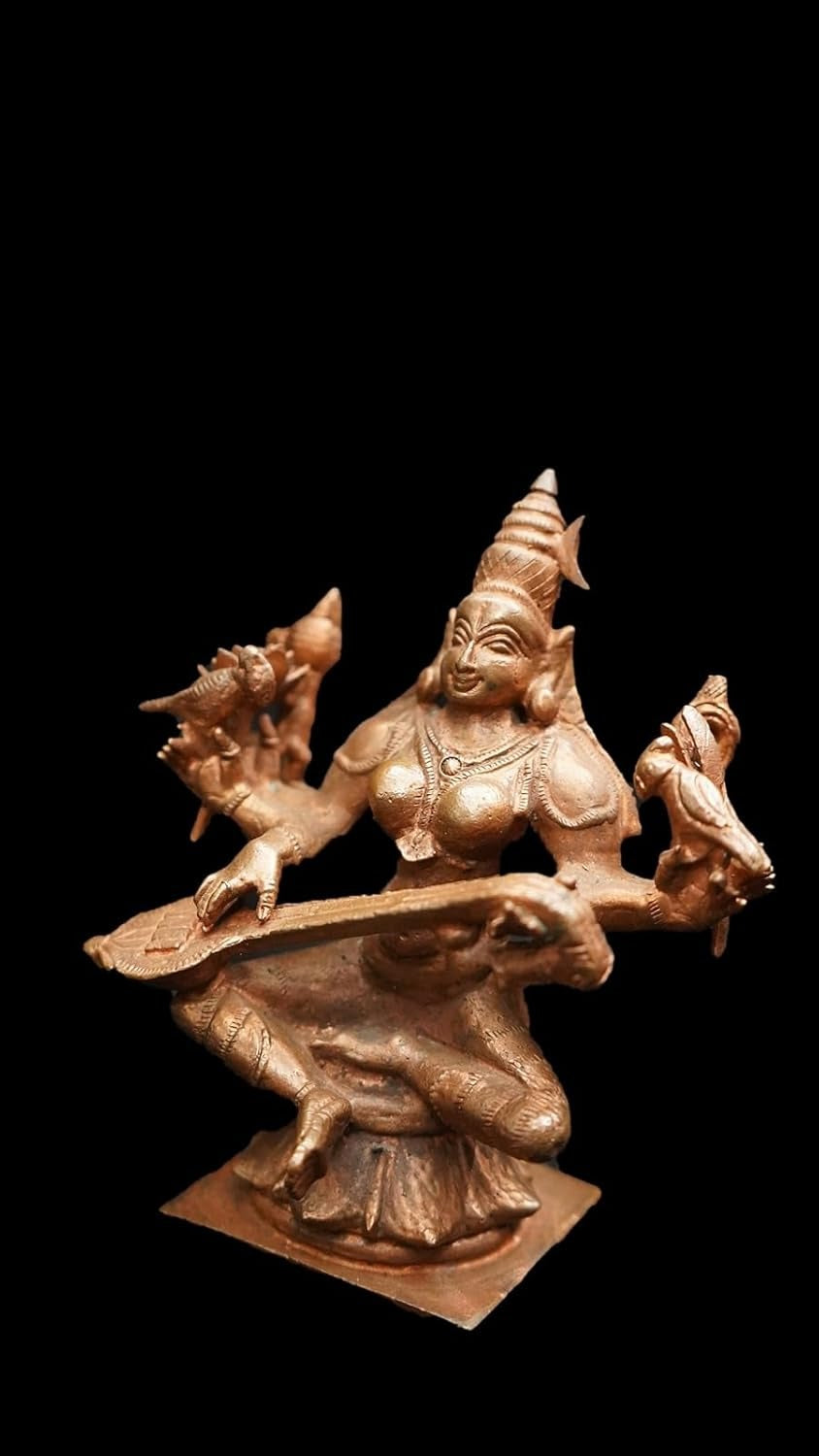 Brown Copper Idols Rajamathangi, 3.7 Inches, 368G Handmade Pack Of 1 Piece